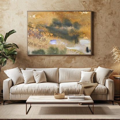 Experience the tranquil beauty of a vast desert landscape captured in watercolor. This artwork for Family Room