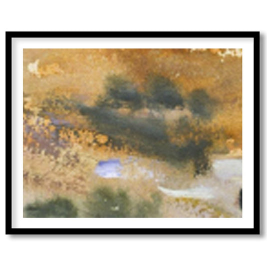 Experience the tranquil beauty of a vast desert landscape captured in watercolor. This artwork for interior