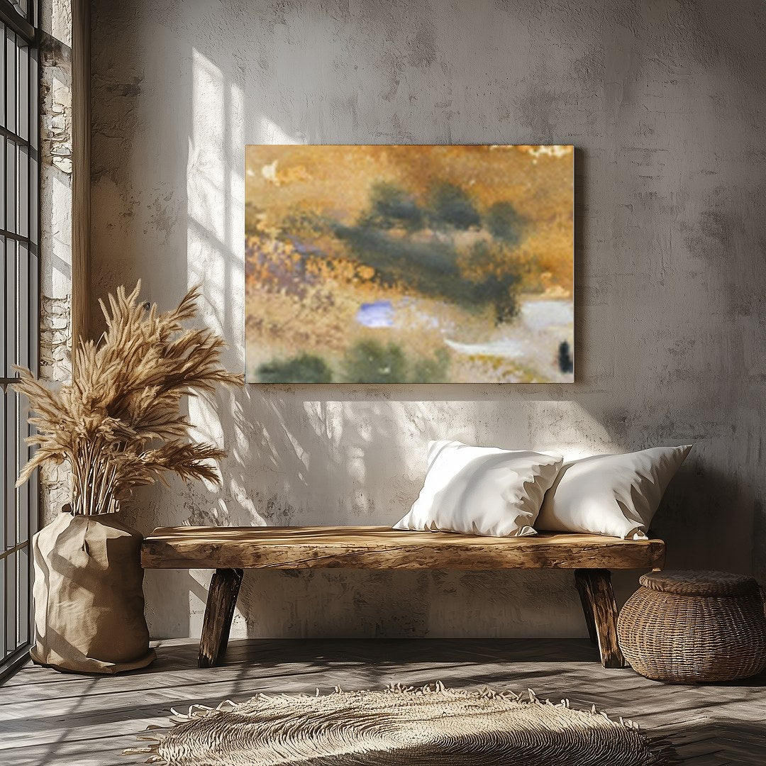 Experience the tranquil beauty of a vast desert landscape captured in watercolor. This artwork for Veranda