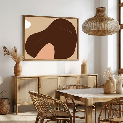 Elevate your space with this minimalist abstract artwork featuring a harmonious blend of earthy for Dining