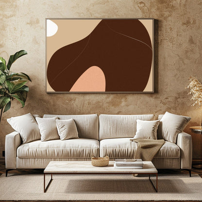 Elevate your space with this minimalist abstract artwork featuring a harmonious blend of earthy for Family Room