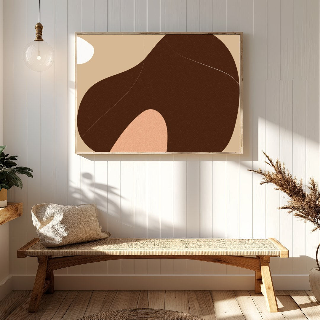 Elevate your space with this minimalist abstract artwork featuring a harmonious blend of earthy for Hallway