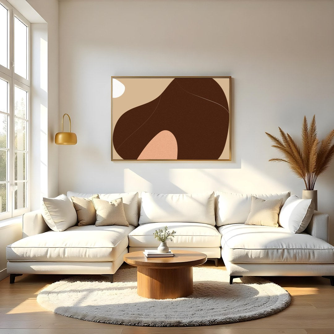 Elevate your space with this minimalist abstract artwork featuring a harmonious blend of earthy for Living Room