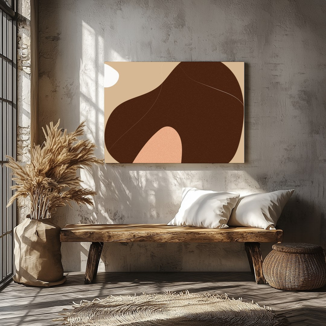 Elevate your space with this minimalist abstract artwork featuring a harmonious blend of earthy for Veranda