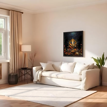This stunning piece of art captures the serene and intricate beauty of a divine elephant figure, for Family Room