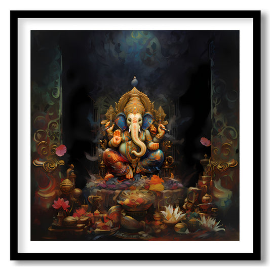 This stunning piece of art captures the serene and intricate beauty of a divine elephant figure, for interior