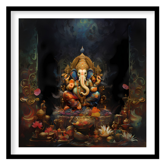 This stunning piece of art captures the serene and intricate beauty of a divine elephant figure, for interior