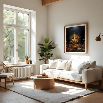 This stunning piece of art captures the serene and intricate beauty of a divine elephant figure, for Living Room