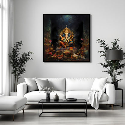 This stunning piece of art captures the serene and intricate beauty of a divine elephant figure, for Sitting Area