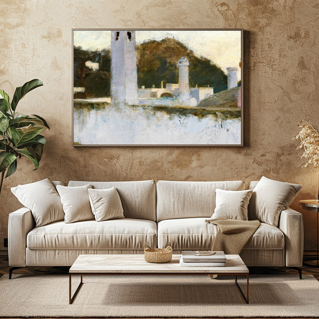 Capture the tranquility of a bygone era with this evocative artwork, depicting a contemplative for Family Room