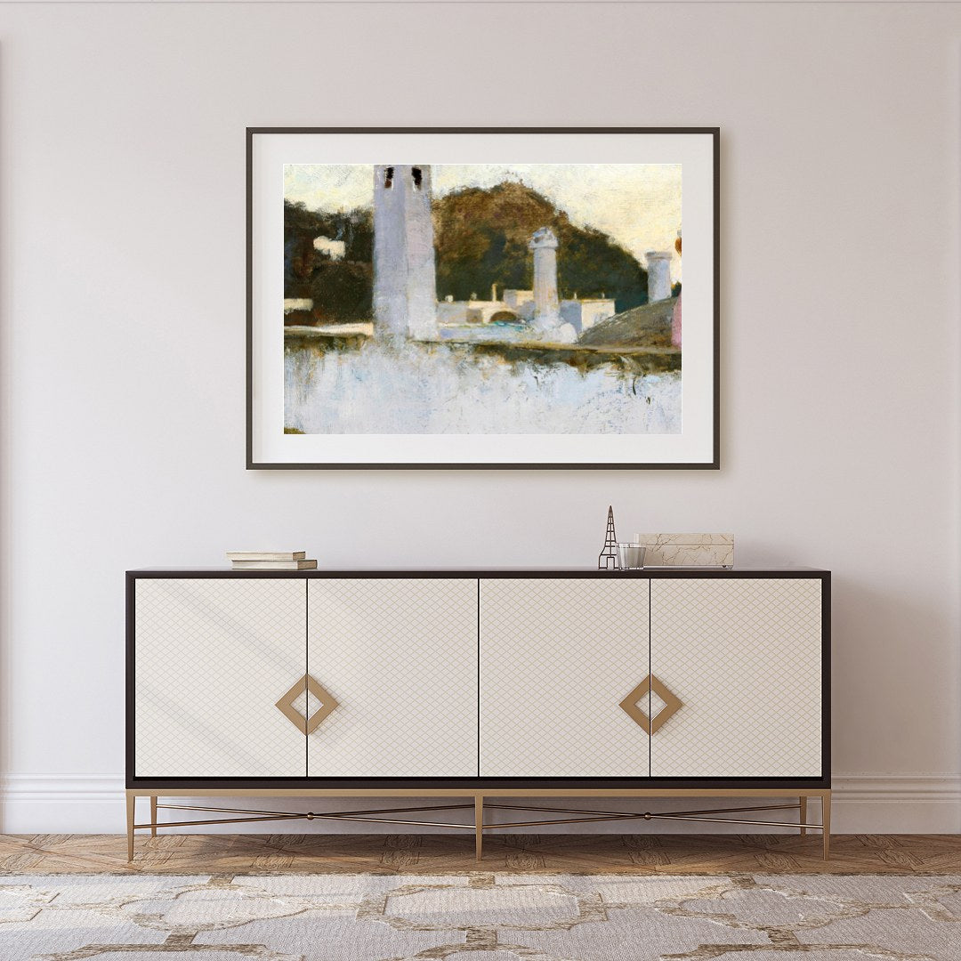 Capture the tranquility of a bygone era with this evocative artwork, depicting a contemplative for Foyer