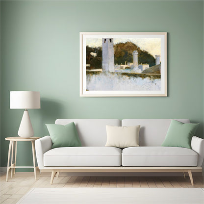 Capture the tranquility of a bygone era with this evocative artwork, depicting a contemplative for Hall