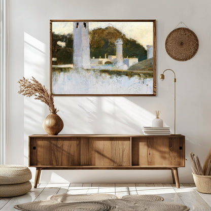 Capture the tranquility of a bygone era with this evocative artwork, depicting a contemplative for Sitting Area
