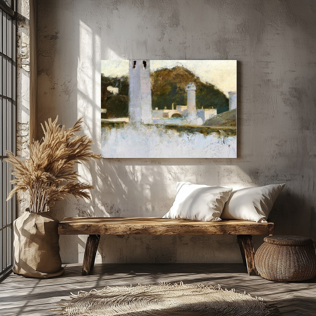 Capture the tranquility of a bygone era with this evocative artwork, depicting a contemplative for Veranda