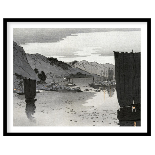 This captivating artwork captures the tranquil beauty of a calm seascape under a muted sky, for gallery