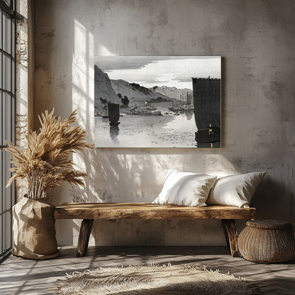 This captivating artwork captures the tranquil beauty of a calm seascape under a muted sky, for Veranda