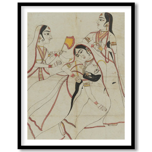 This captivating artwork elegantly captures a traditional cultural scene, emphasizing grace and for residence