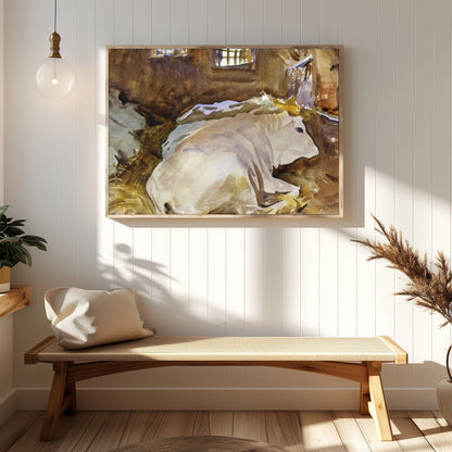 This tranquil watercolor painting captures the peaceful essence of farm life, with cows resting in for Hallway