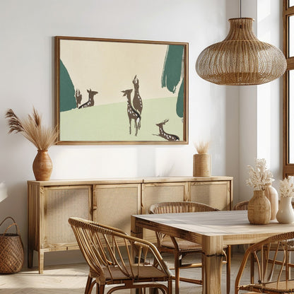 Immerse yourself in the tranquility of nature with this captivating wall art depicting a serene for Dining