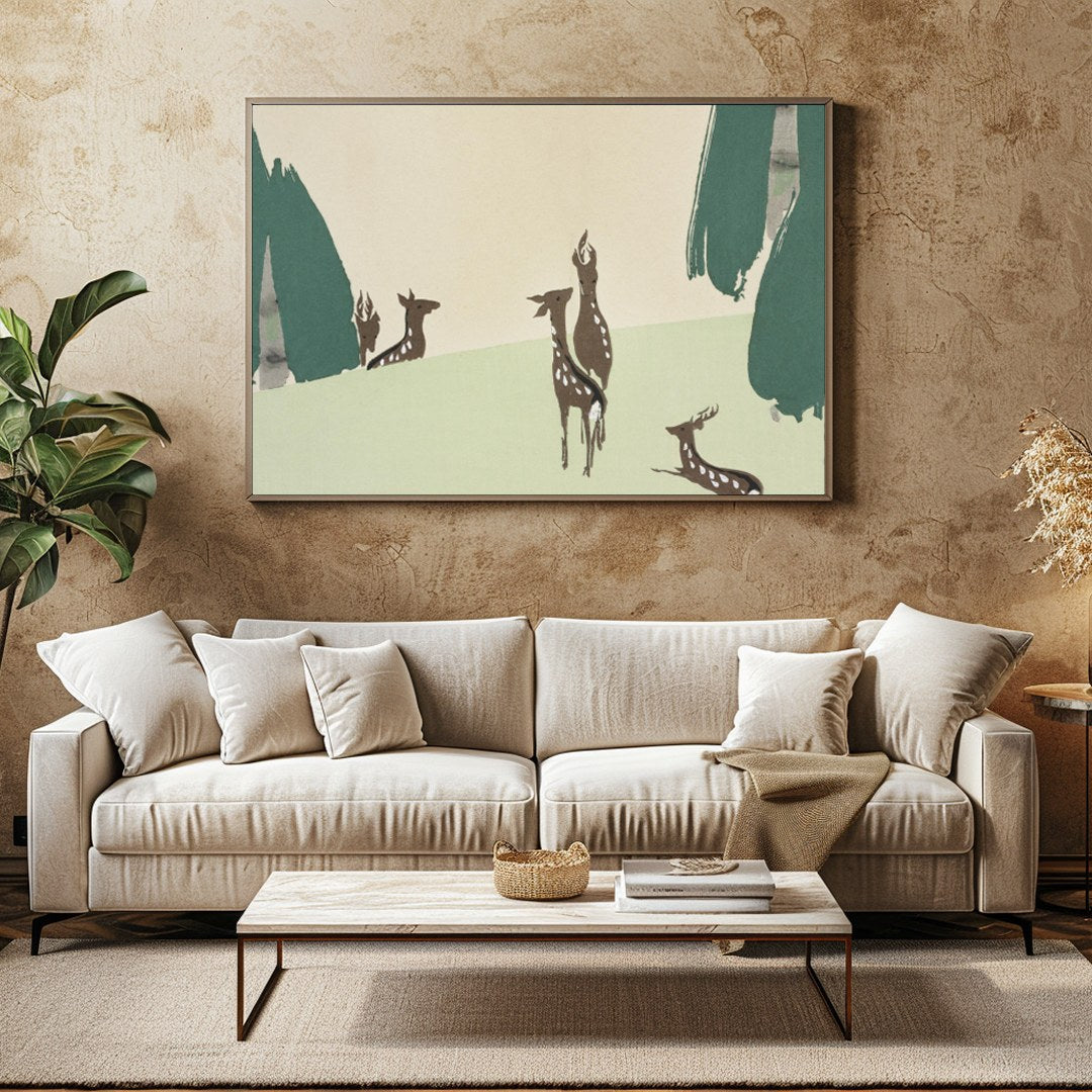 Immerse yourself in the tranquility of nature with this captivating wall art depicting a serene for Family Room