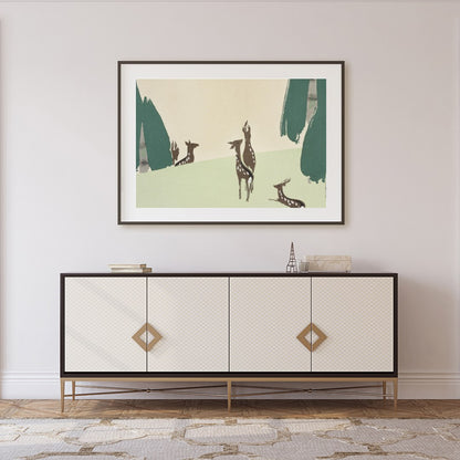 Immerse yourself in the tranquility of nature with this captivating wall art depicting a serene for Foyer