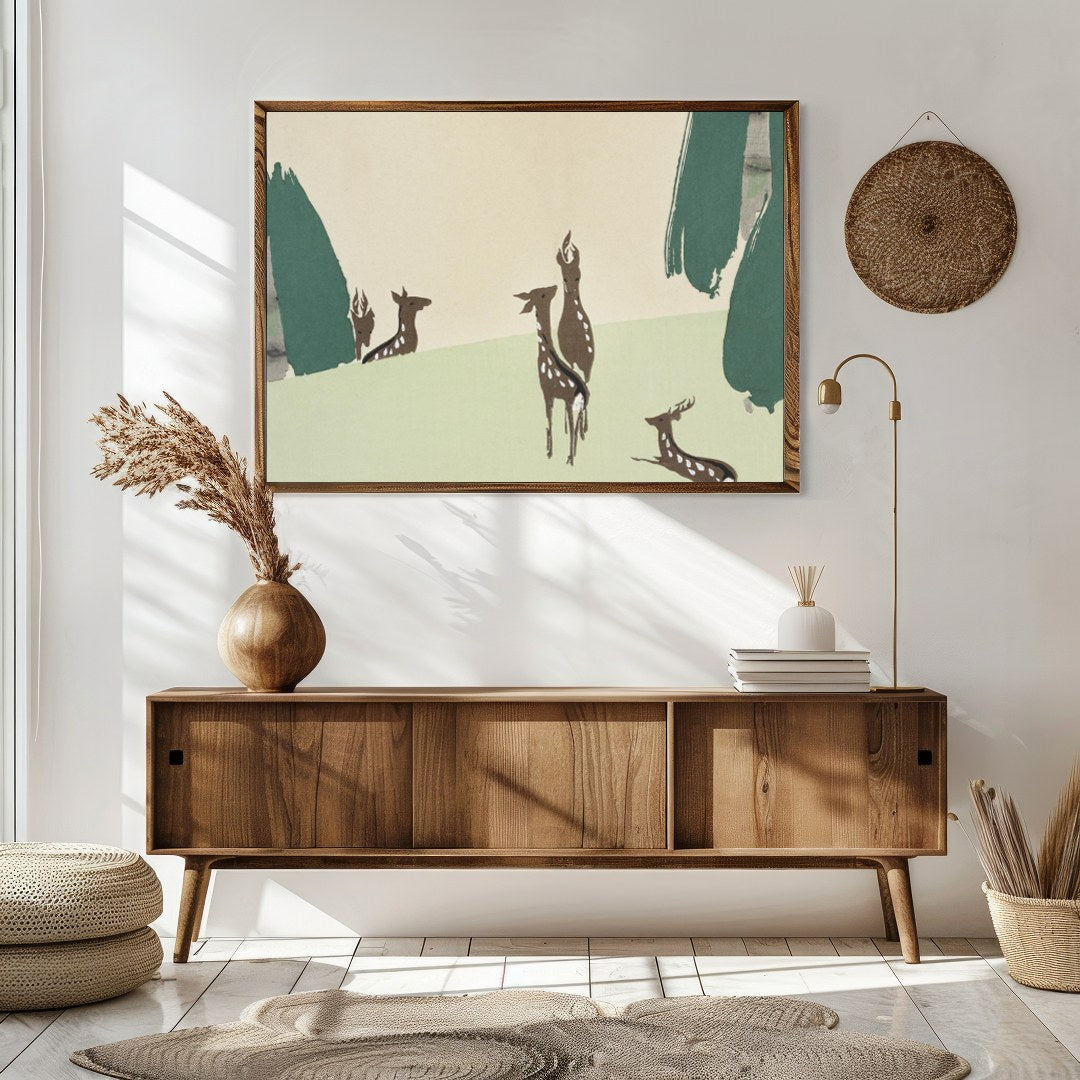 Immerse yourself in the tranquility of nature with this captivating wall art depicting a serene for Sitting Area