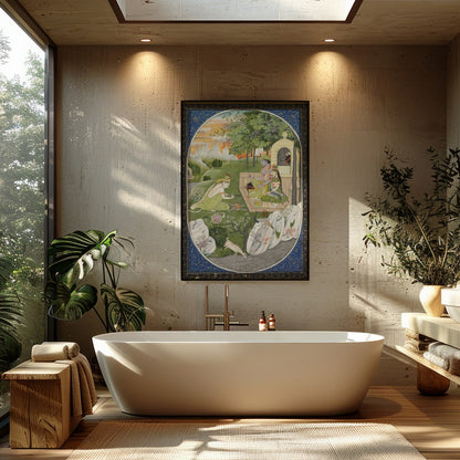 Immerse yourself in the tranquil beauty of this exquisite artwork, showcasing a harmonious for Bathroom