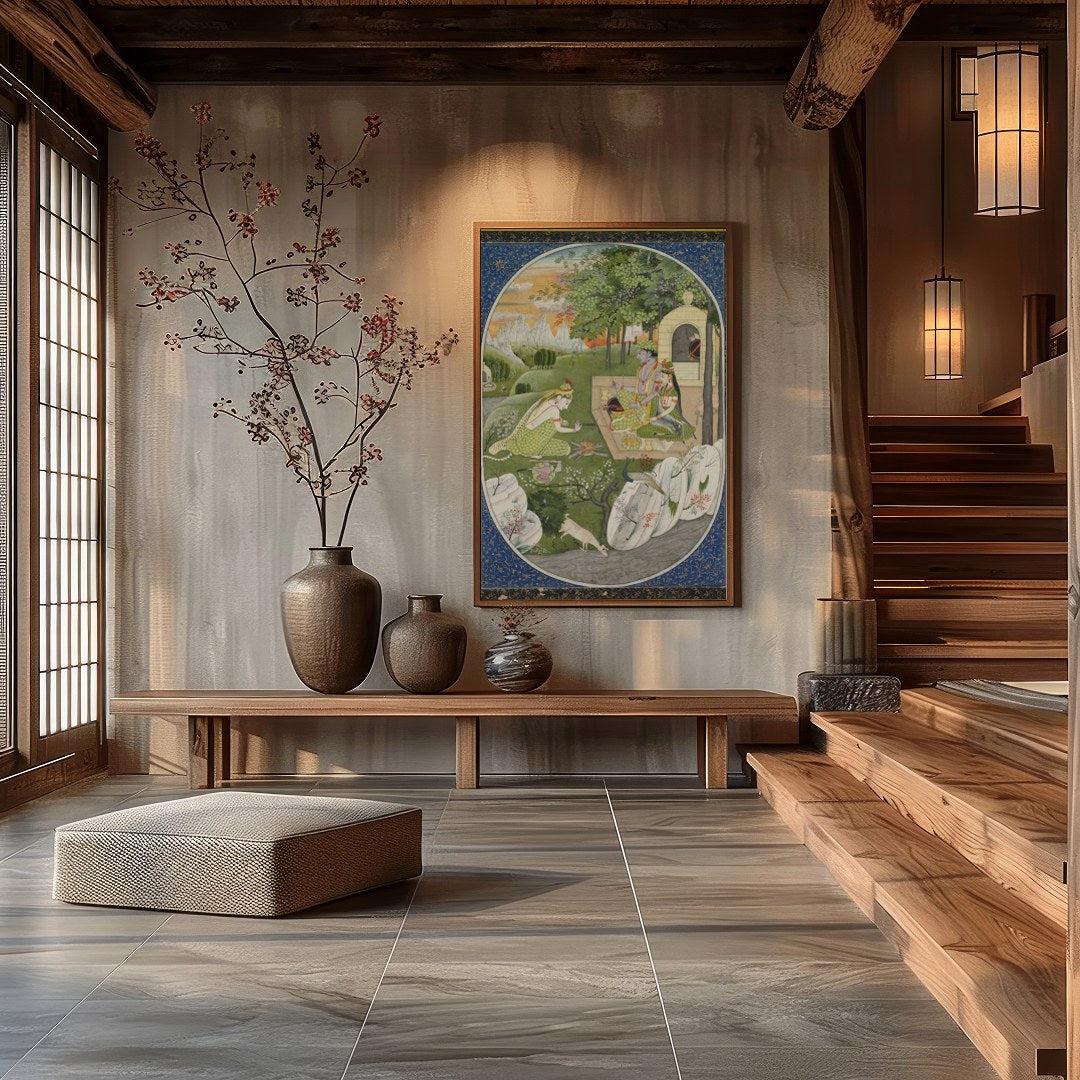 Immerse yourself in the tranquil beauty of this exquisite artwork, showcasing a harmonious for Hall