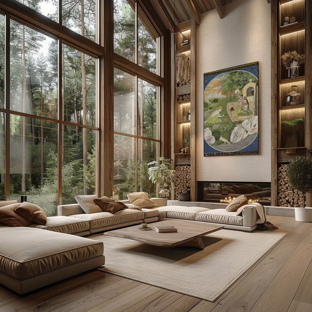 Immerse yourself in the tranquil beauty of this exquisite artwork, showcasing a harmonious for Living Room