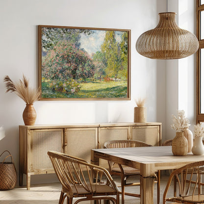 Immerse yourself in the tranquility of this impressionist landscape, capturing the essence of a for Dining