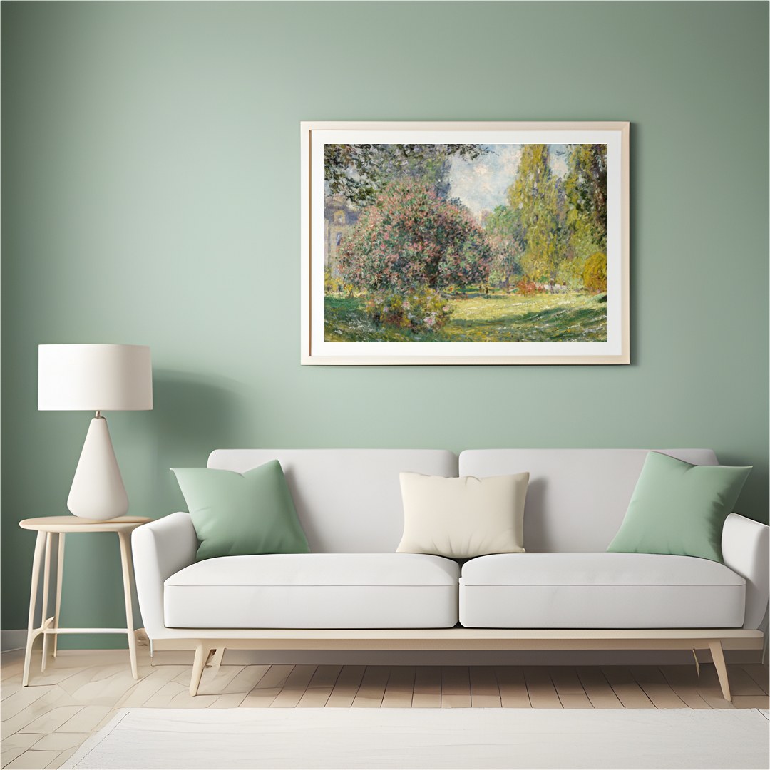 Immerse yourself in the tranquility of this impressionist landscape, capturing the essence of a for Hall