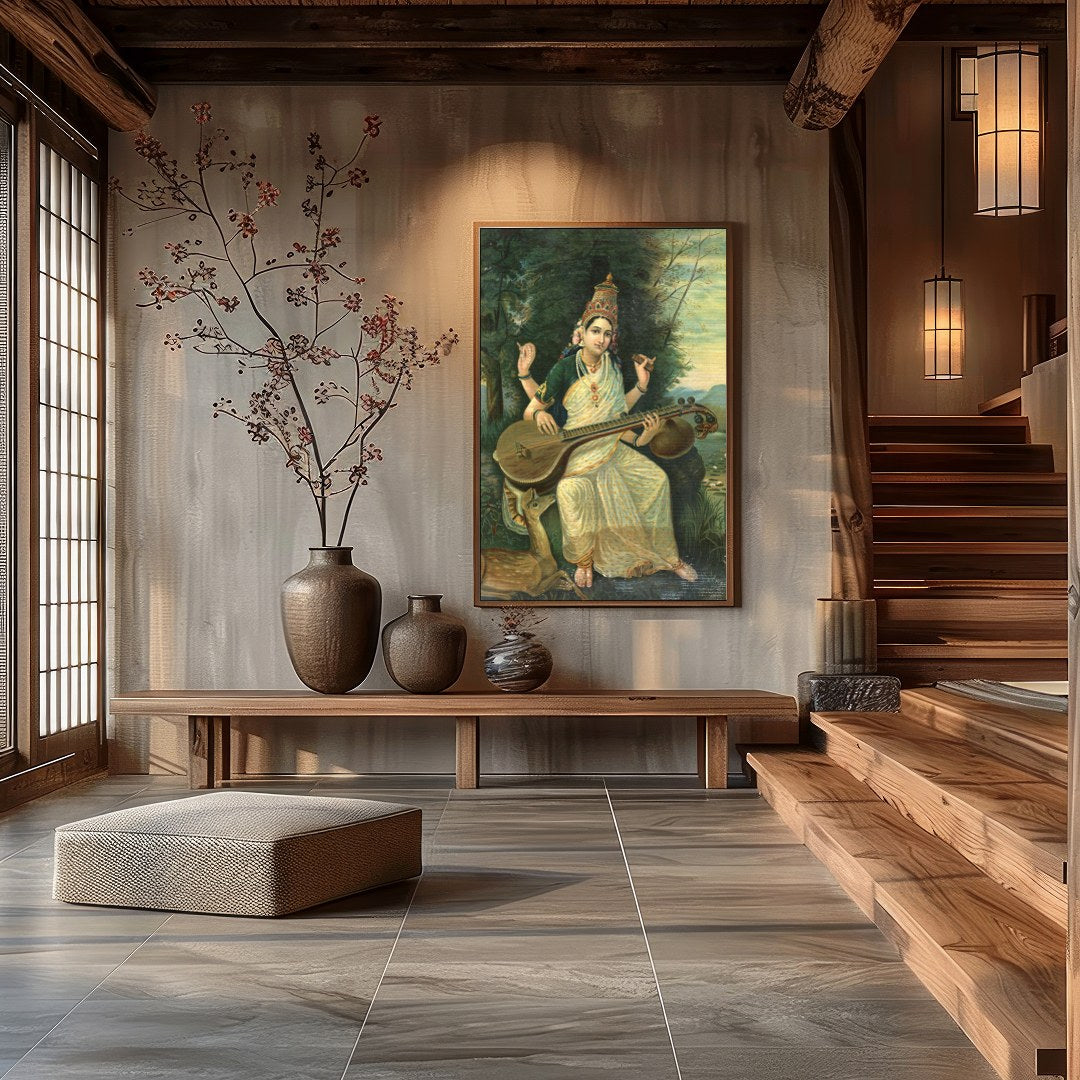 Immerse yourself in the tranquil beauty of this exquisite painting, depicting a divine goddess for Hall
