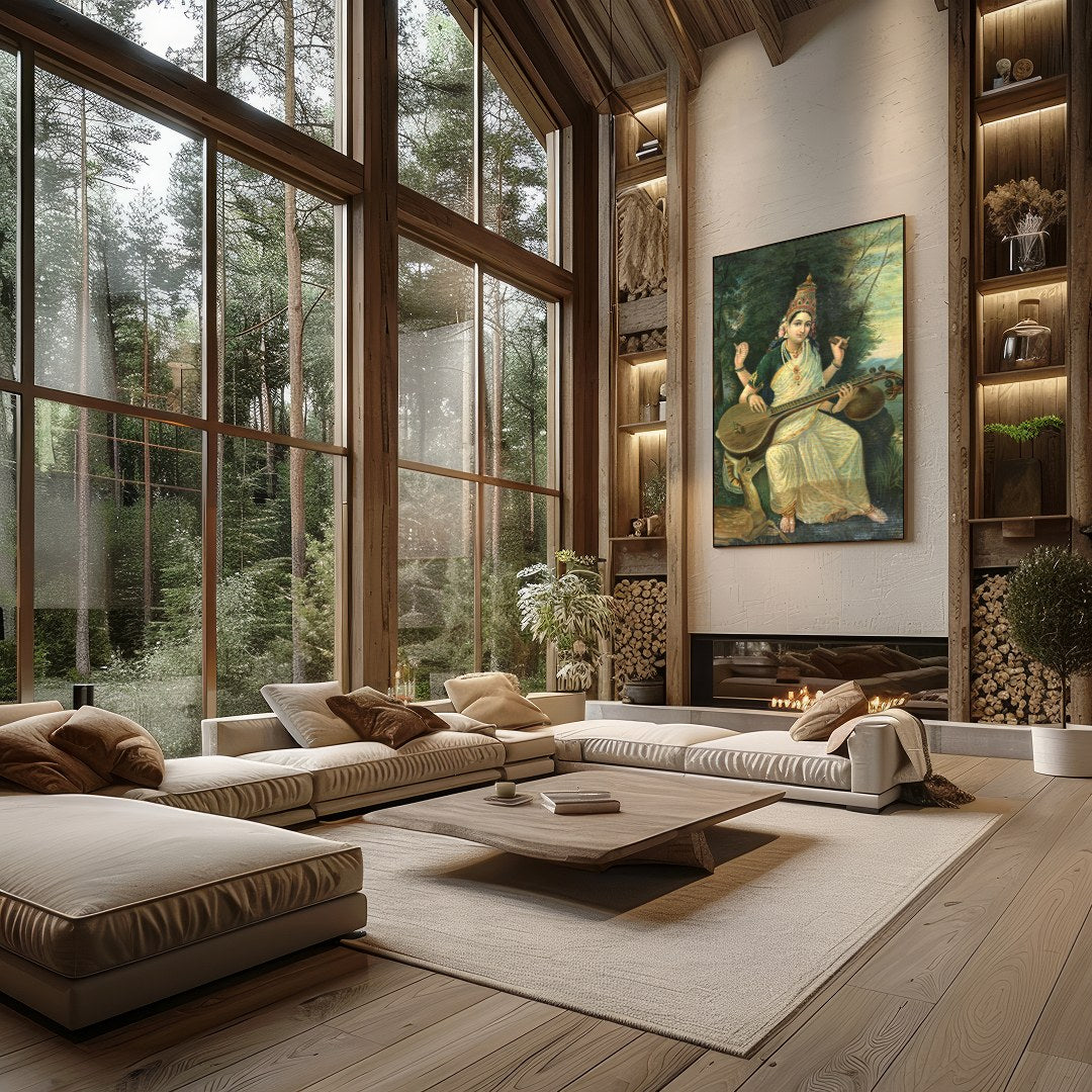 Immerse yourself in the tranquil beauty of this exquisite painting, depicting a divine goddess for Living Room