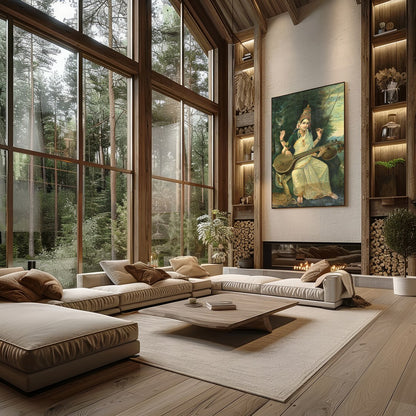 Immerse yourself in the tranquil beauty of this exquisite painting, depicting a divine goddess for Living Room
