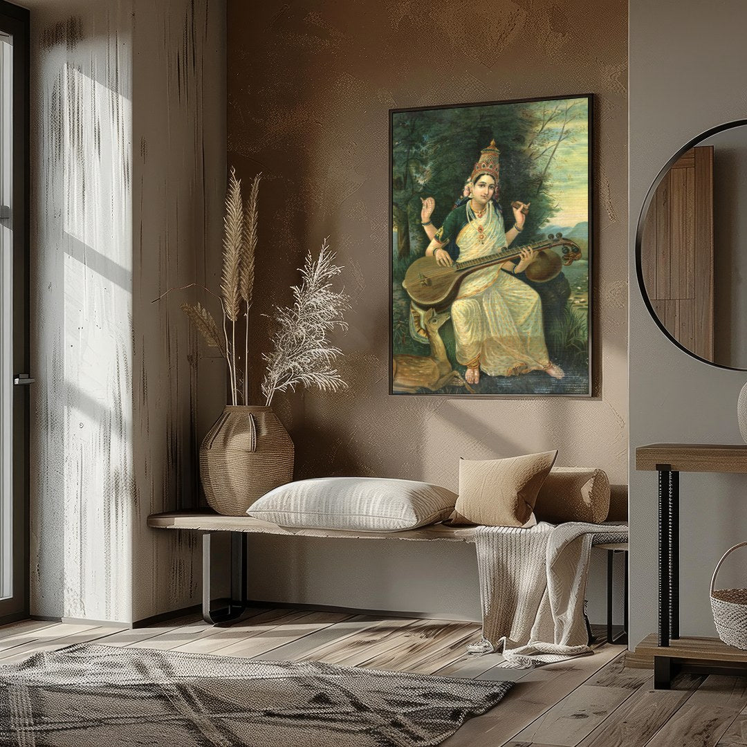 Immerse yourself in the tranquil beauty of this exquisite painting, depicting a divine goddess for room