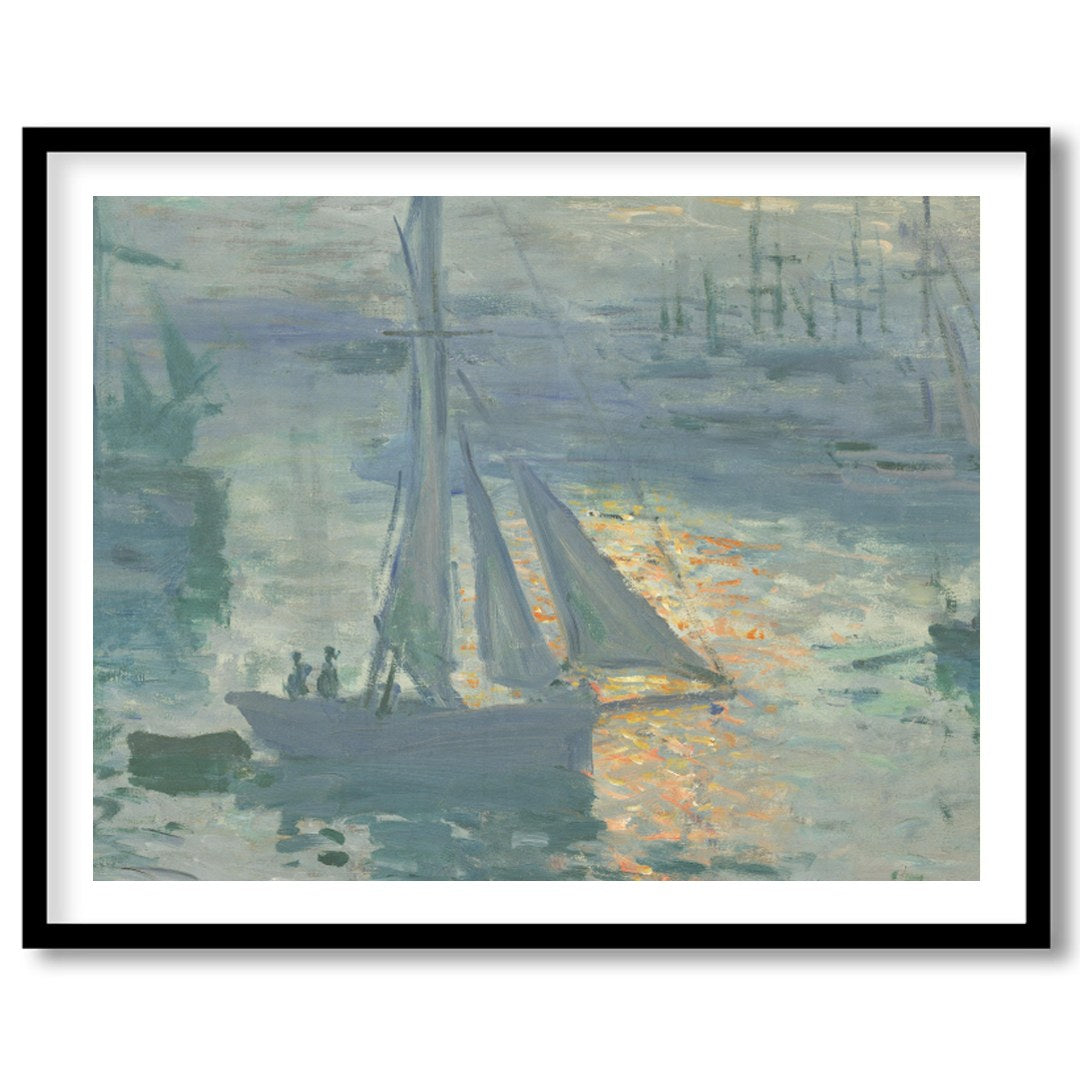 Immerse yourself in the tranquil beauty of a bustling harbor captured in this impressionist piece. for area