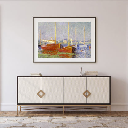 Experience tranquility and calm with this impressionistic depiction of a serene harbor scene. This for Foyer
