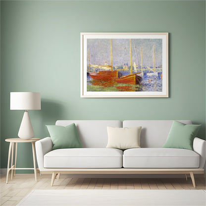 Experience tranquility and calm with this impressionistic depiction of a serene harbor scene. This for Hall