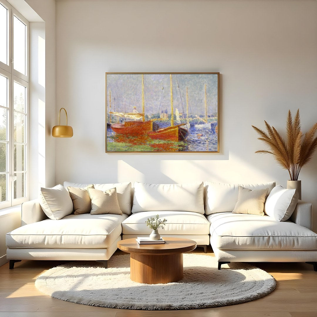 Experience tranquility and calm with this impressionistic depiction of a serene harbor scene. This for Living Room