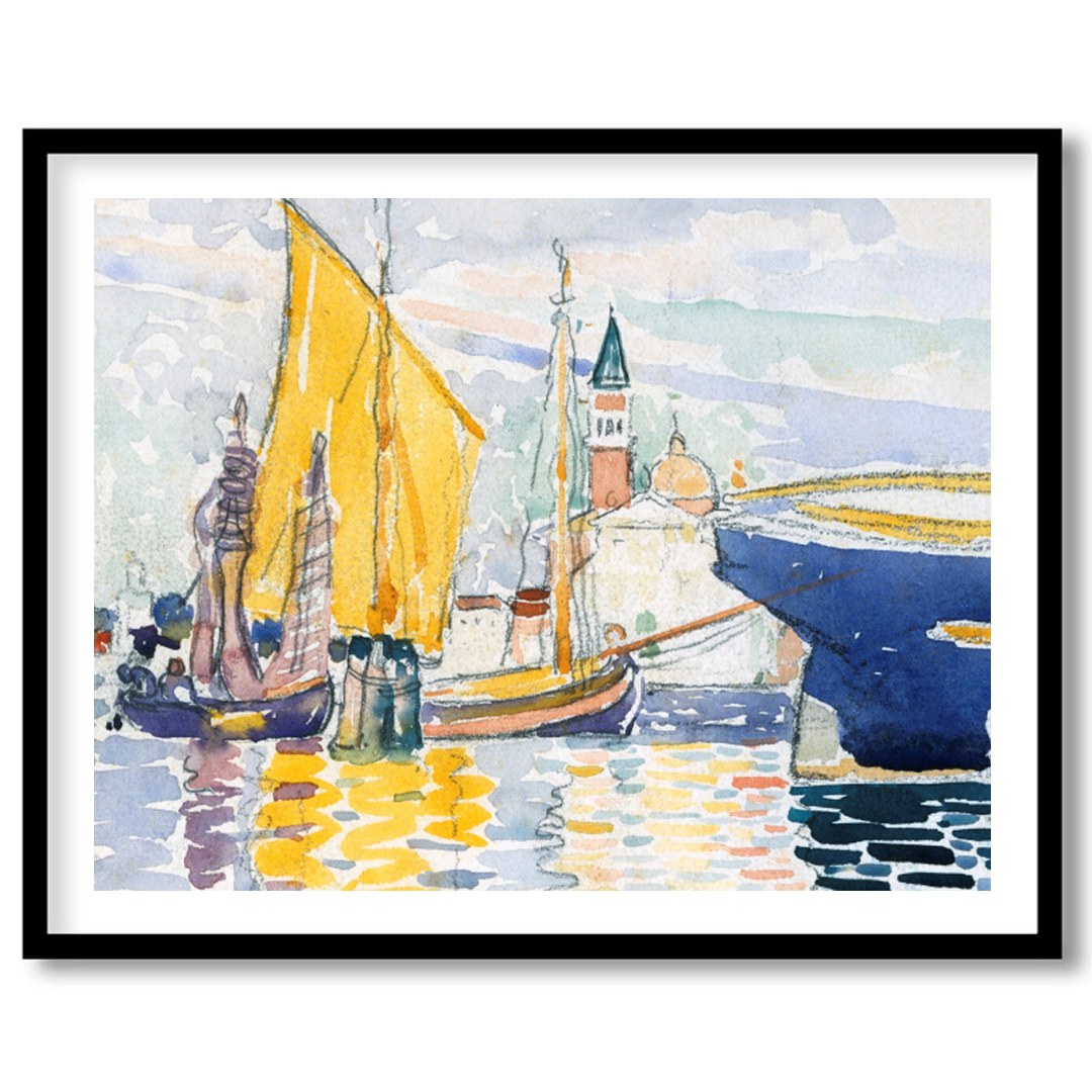 Immerse yourself in the calming beauty of this watercolor artwork depicting a serene harbor. With for haven