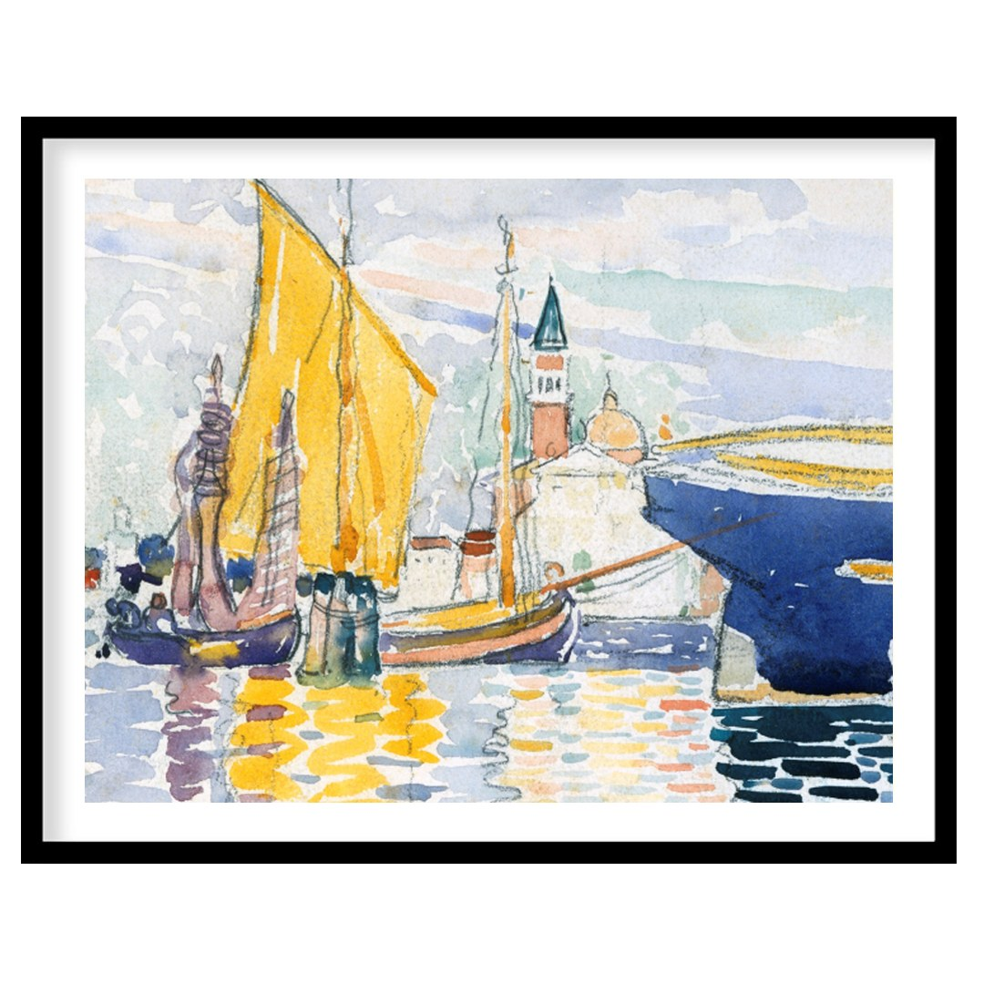 Immerse yourself in the calming beauty of this watercolor artwork depicting a serene harbor. With for haven