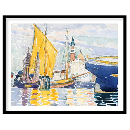 Immerse yourself in the calming beauty of this watercolor artwork depicting a serene harbor. With for haven
