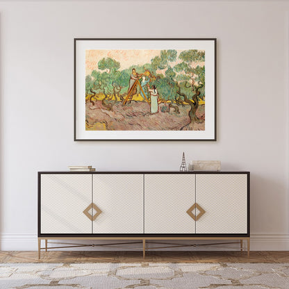 Immerse yourself in the gentle beauty of this pastoral scene depicting figures amidst swirling for Foyer