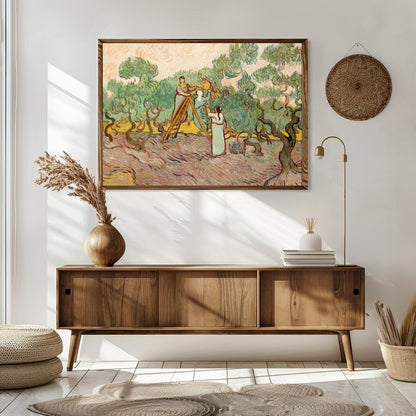 Immerse yourself in the gentle beauty of this pastoral scene depicting figures amidst swirling for Sitting Area