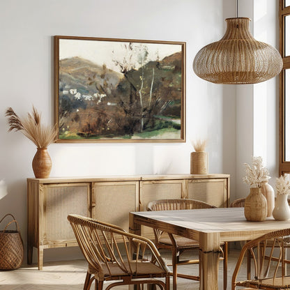 Discover tranquility with this sublime landscape art piece, capturing the earthy essence of a for Dining
