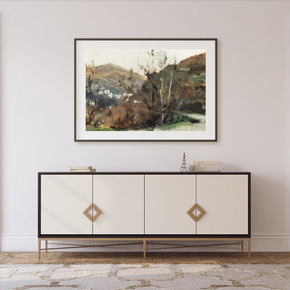 Discover tranquility with this sublime landscape art piece, capturing the earthy essence of a for Foyer