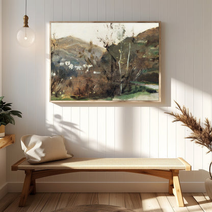 Discover tranquility with this sublime landscape art piece, capturing the earthy essence of a for Hallway