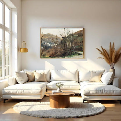 Discover tranquility with this sublime landscape art piece, capturing the earthy essence of a for Living Room