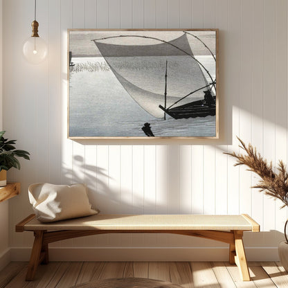Experience tranquility with this exquisite artwork depicting a serene Japanese fishing scene. The for Hallway
