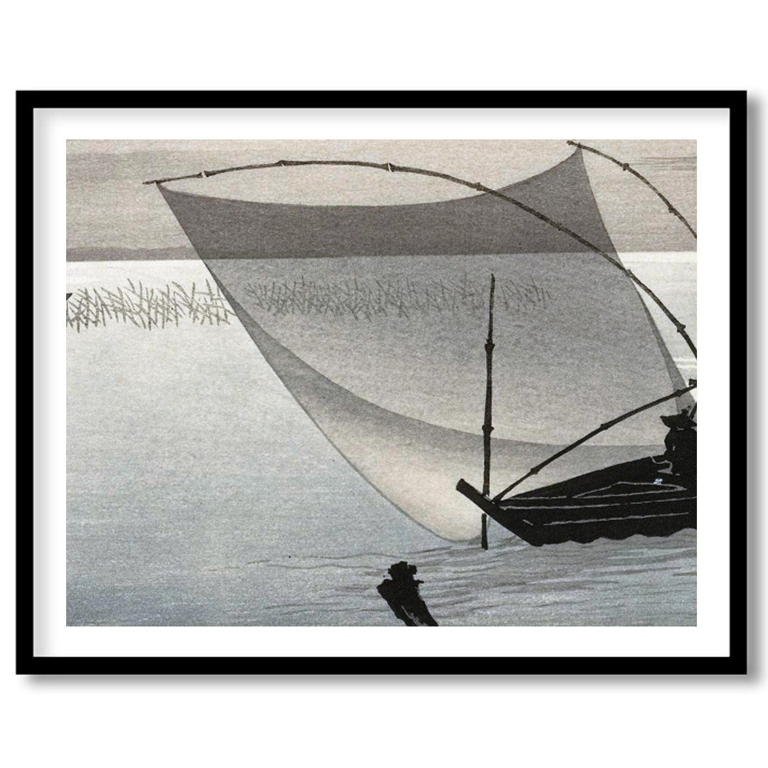 Experience tranquility with this exquisite artwork depicting a serene Japanese fishing scene. The for home